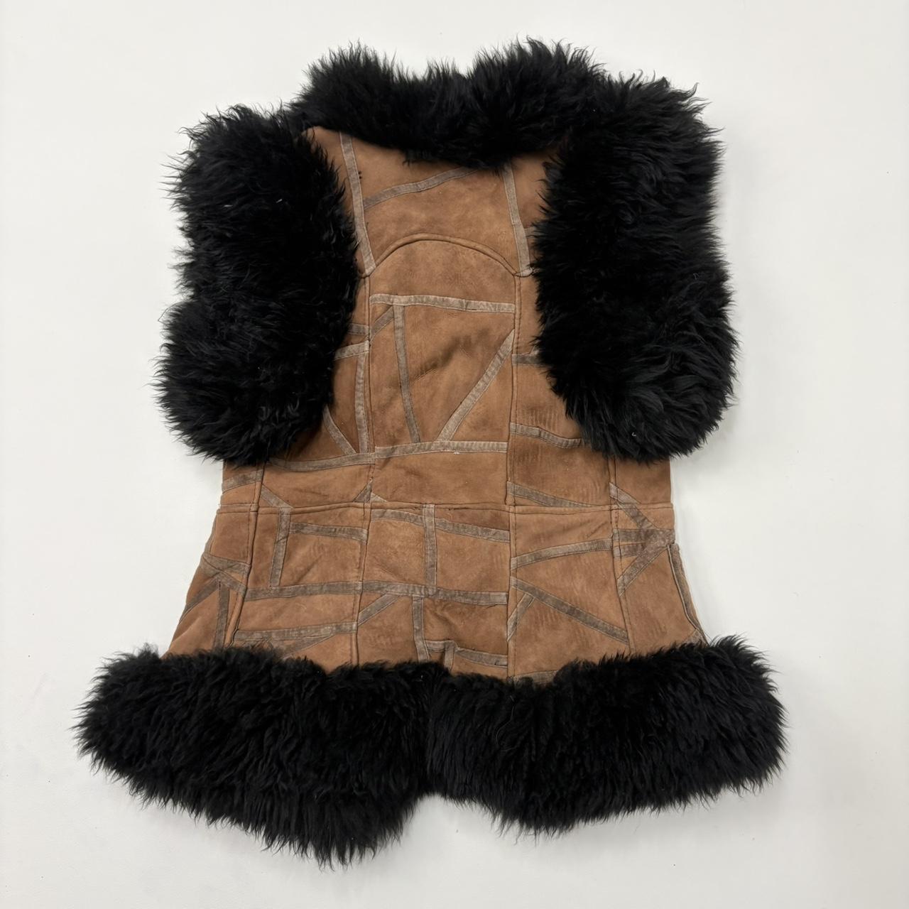 Black fur sheepskin gilet waistcoat