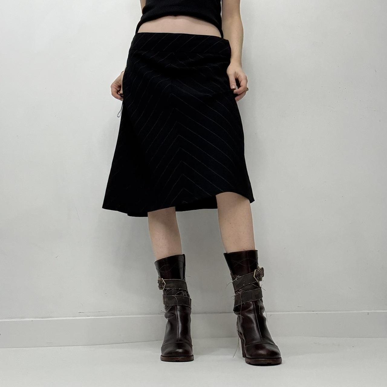 Black pinstriped fitted office skirt