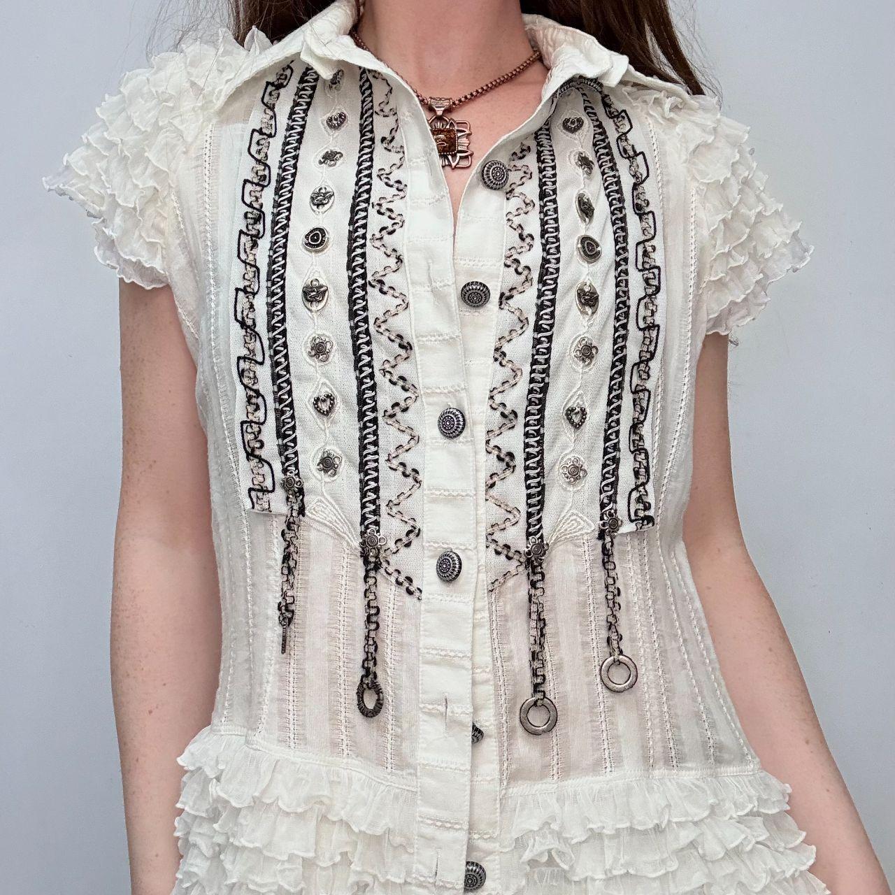 Save the queen ruffle lace shirt