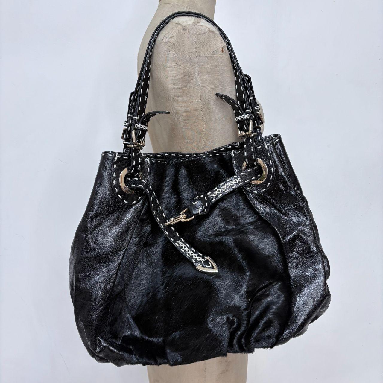 Black ponyhair Fendi eyelet bag