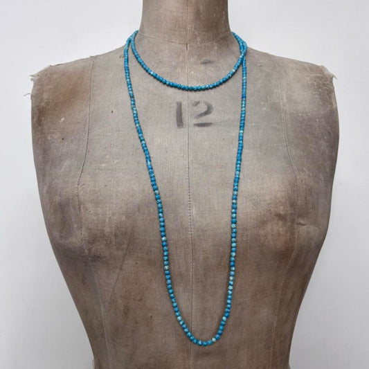 Long wrap turquoise gem necklace
