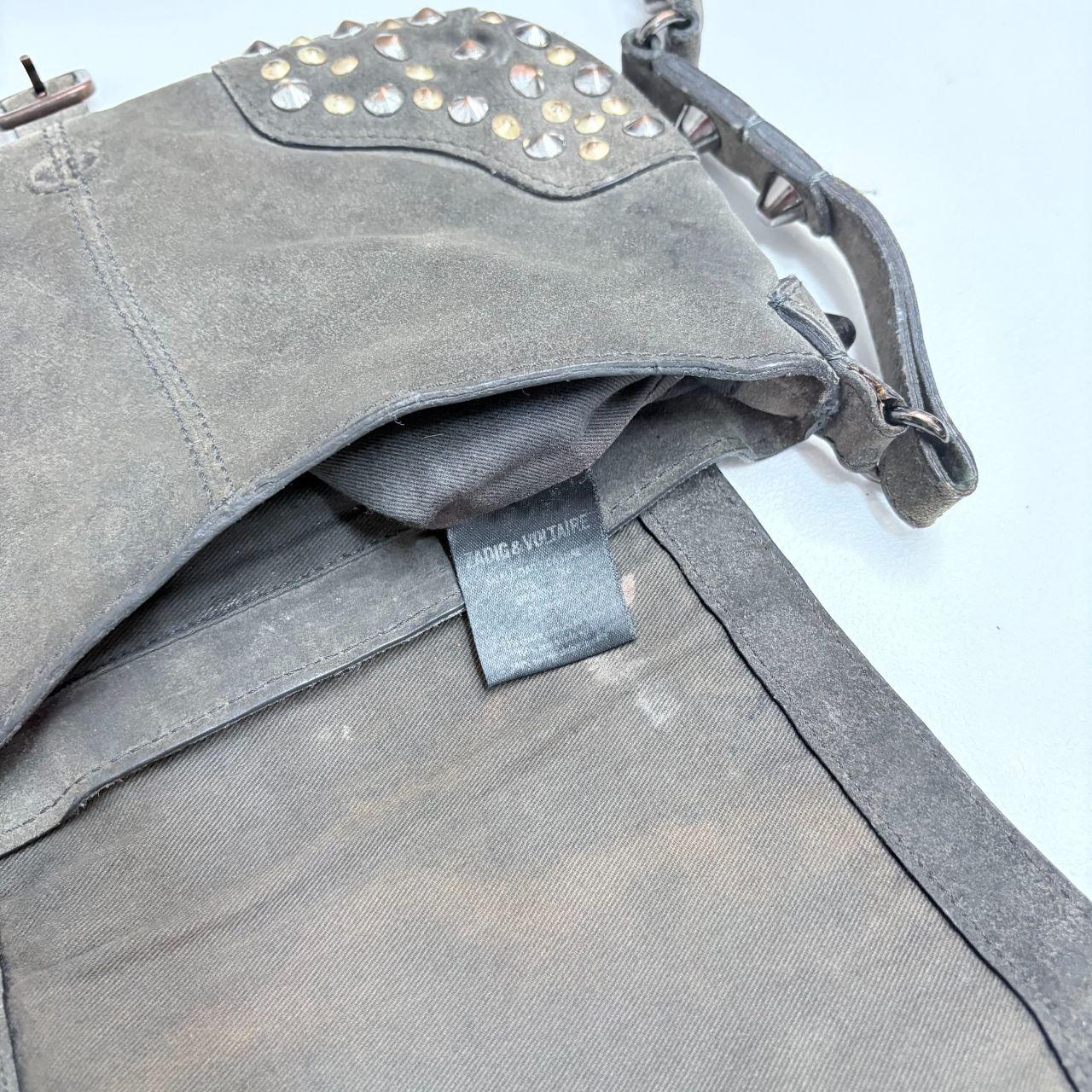 Studded khaki leather bag