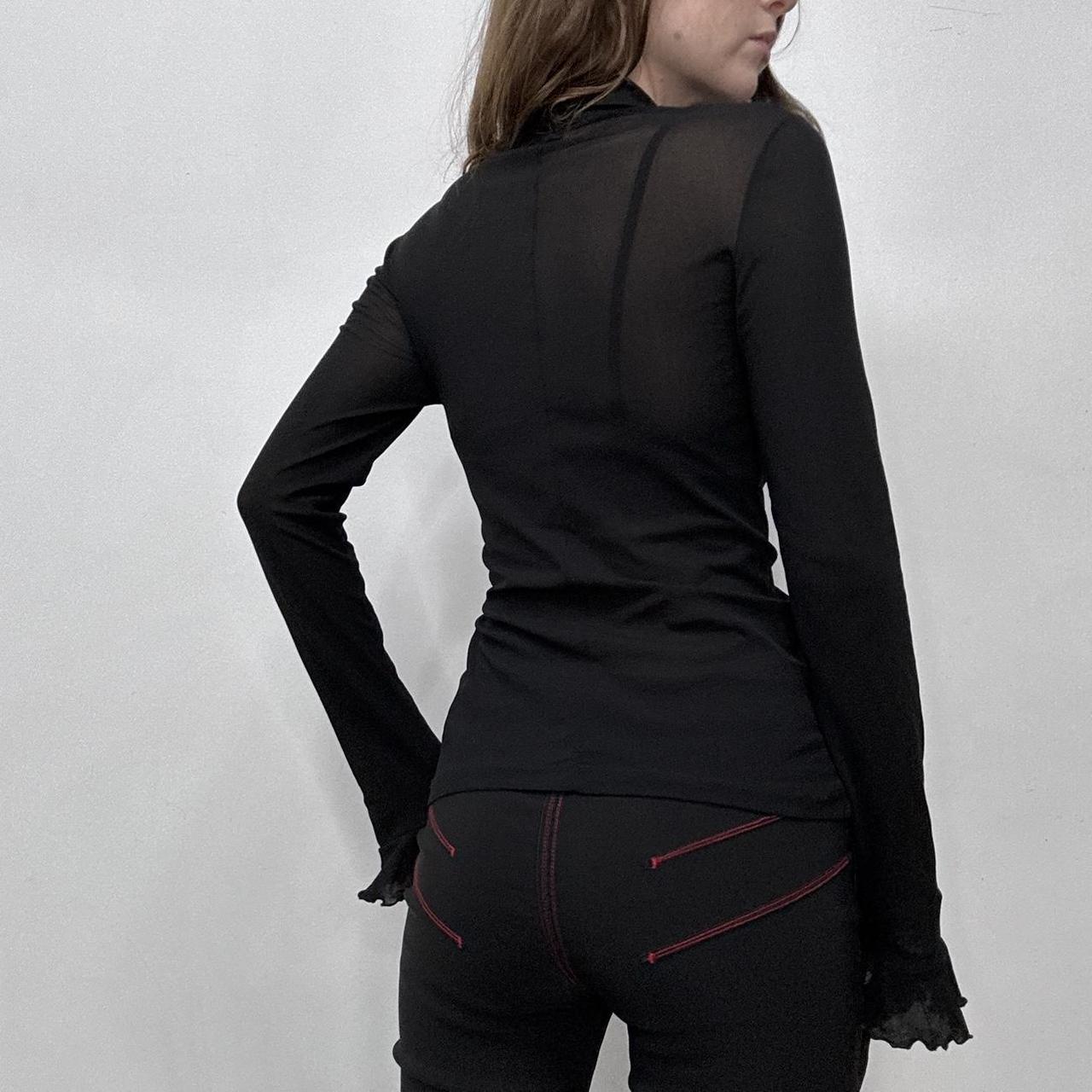 Black ruffle stretch shirt