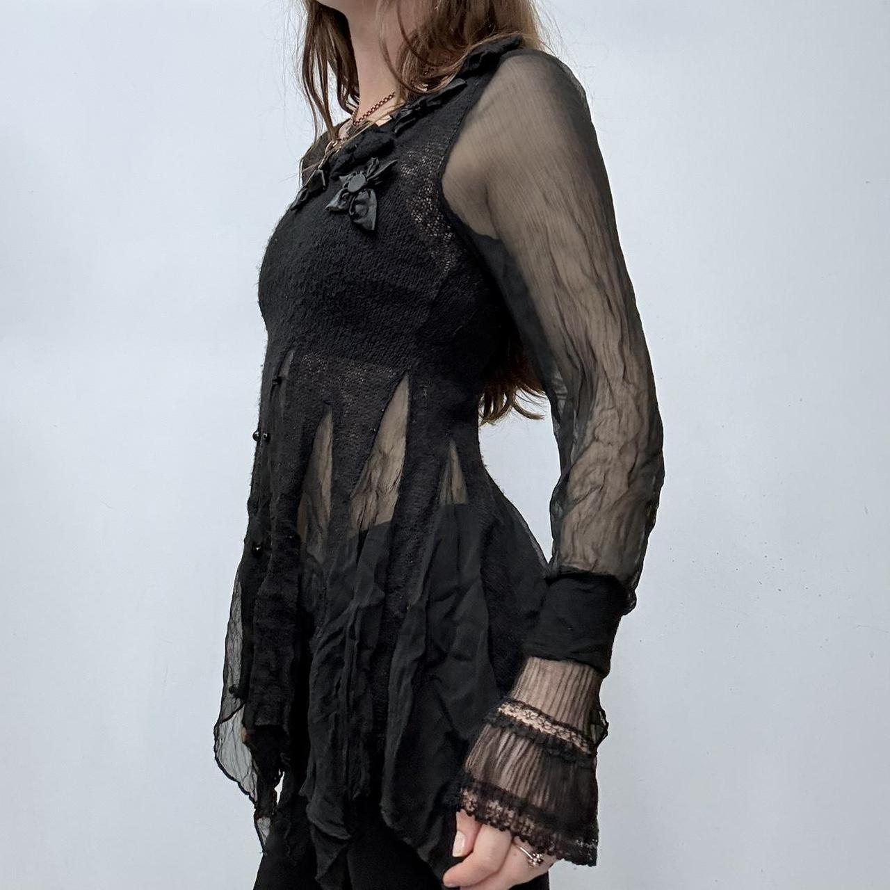 Sheer flared black gothic fairy top