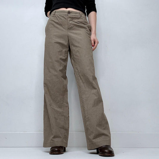 Wide leg flared cargo beige trousers