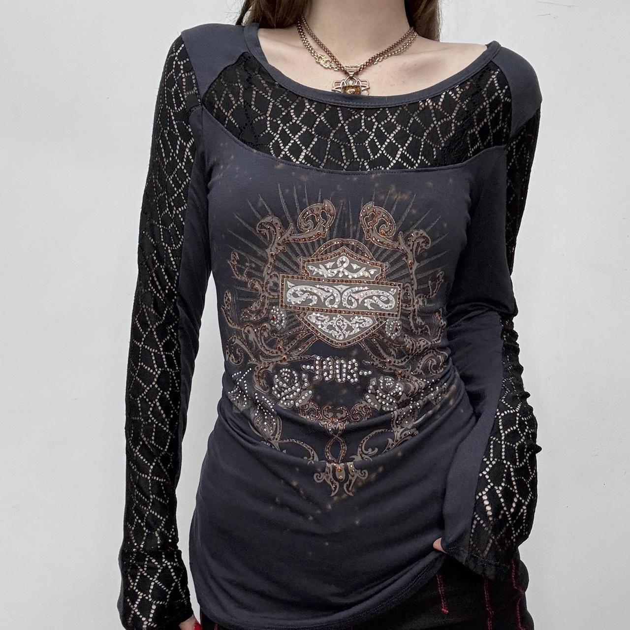 Slouchy graphic lace top