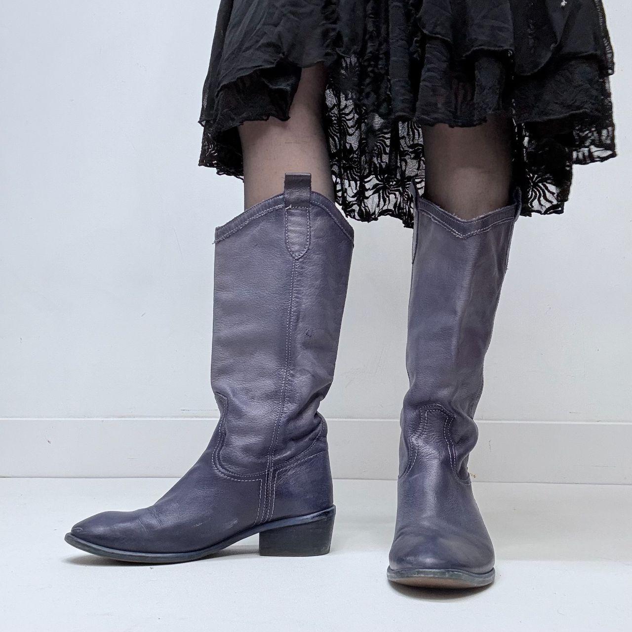 Distressed navy/purple western boots