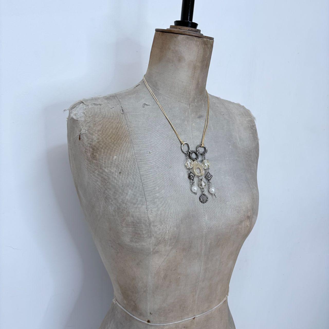 Boho beaded charm necklace