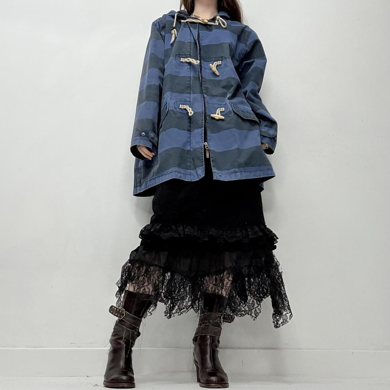 Navy striped waterproof pea coat