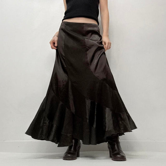 Brown layered maxi skirt