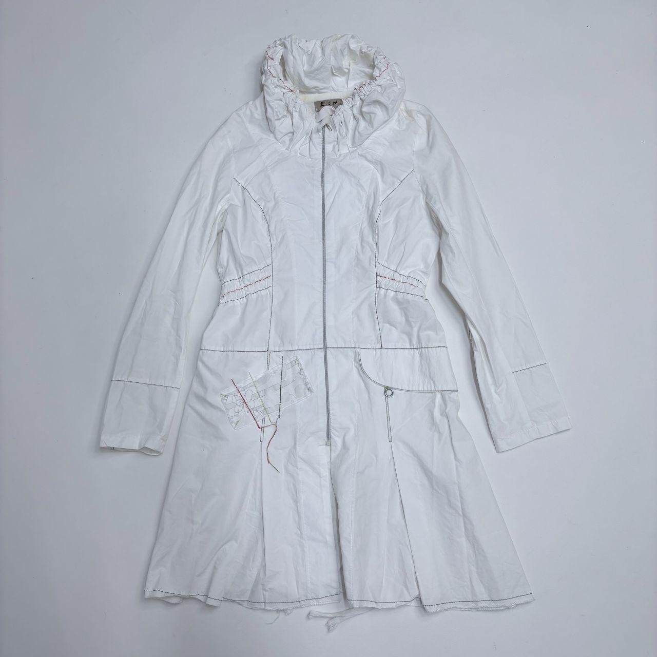 White flared structured zip-up dress