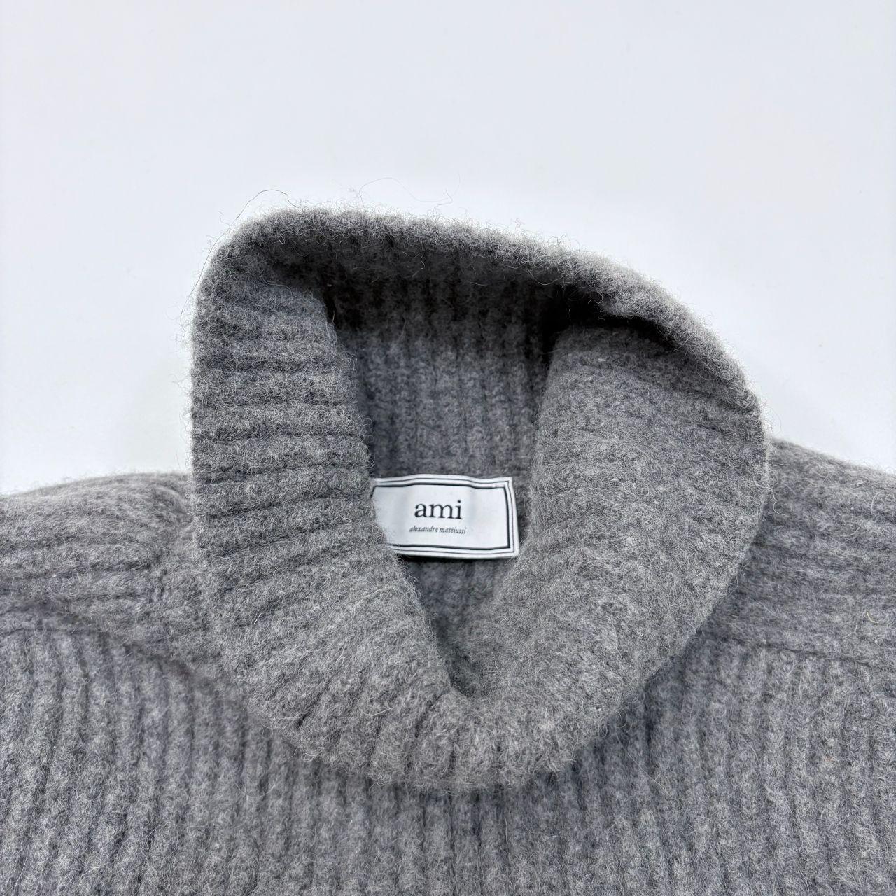 Grey chunky ribbed knit ami paris jumper