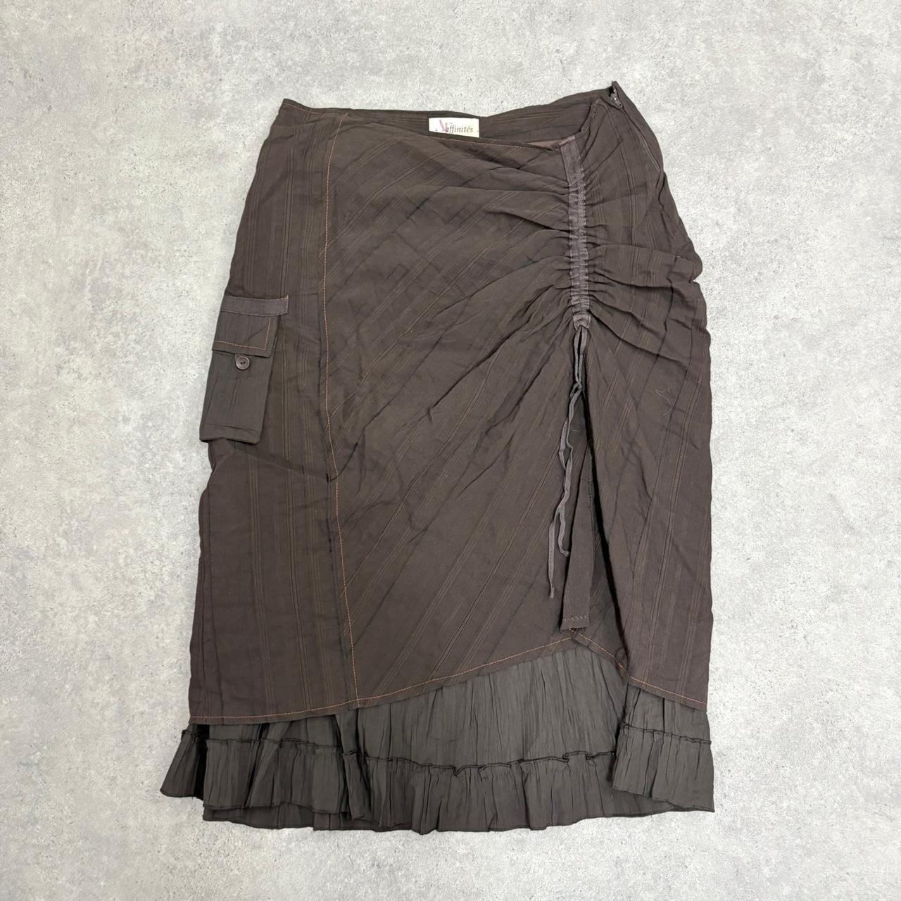 Brown pinstriped layered skirt