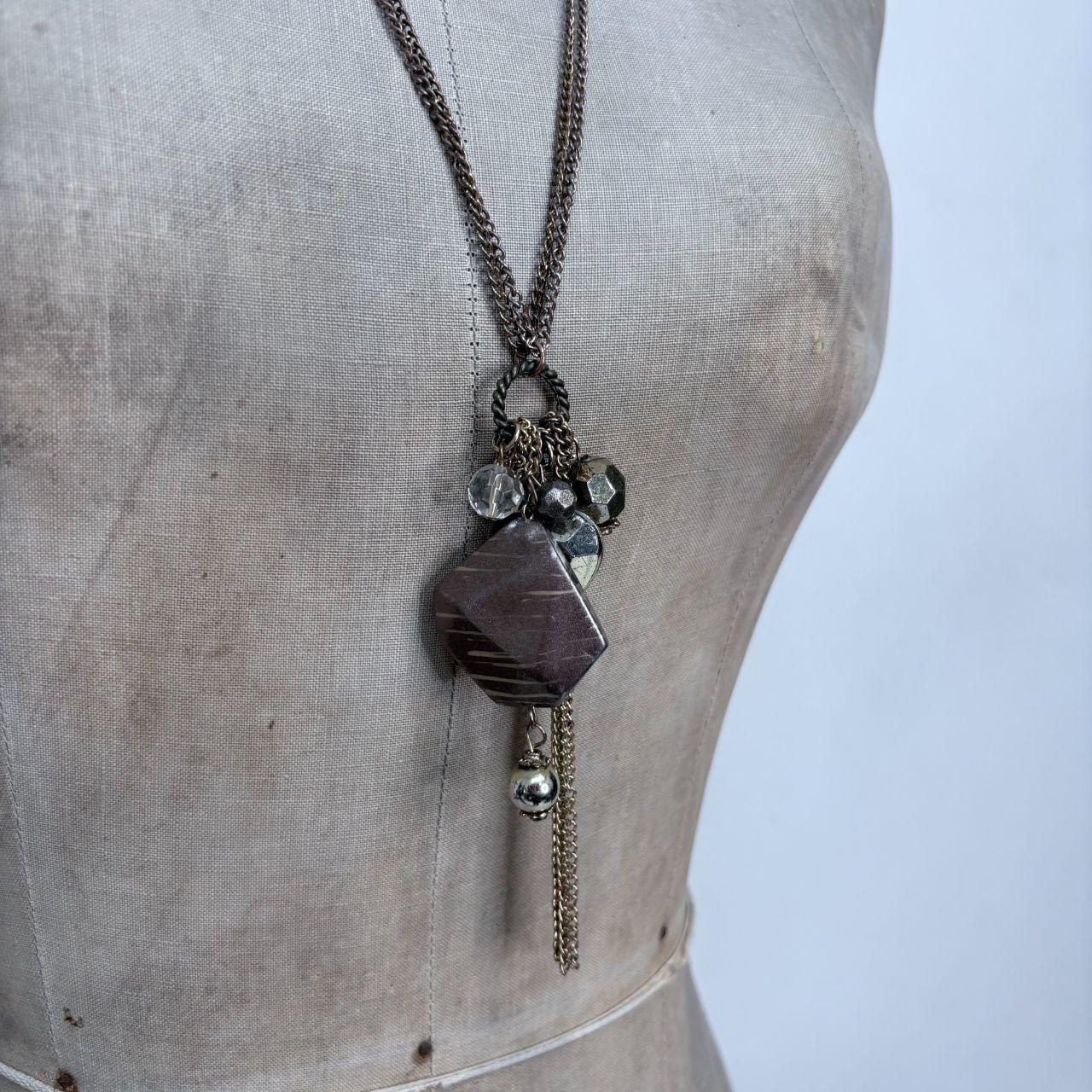 Layered chain charm necklace