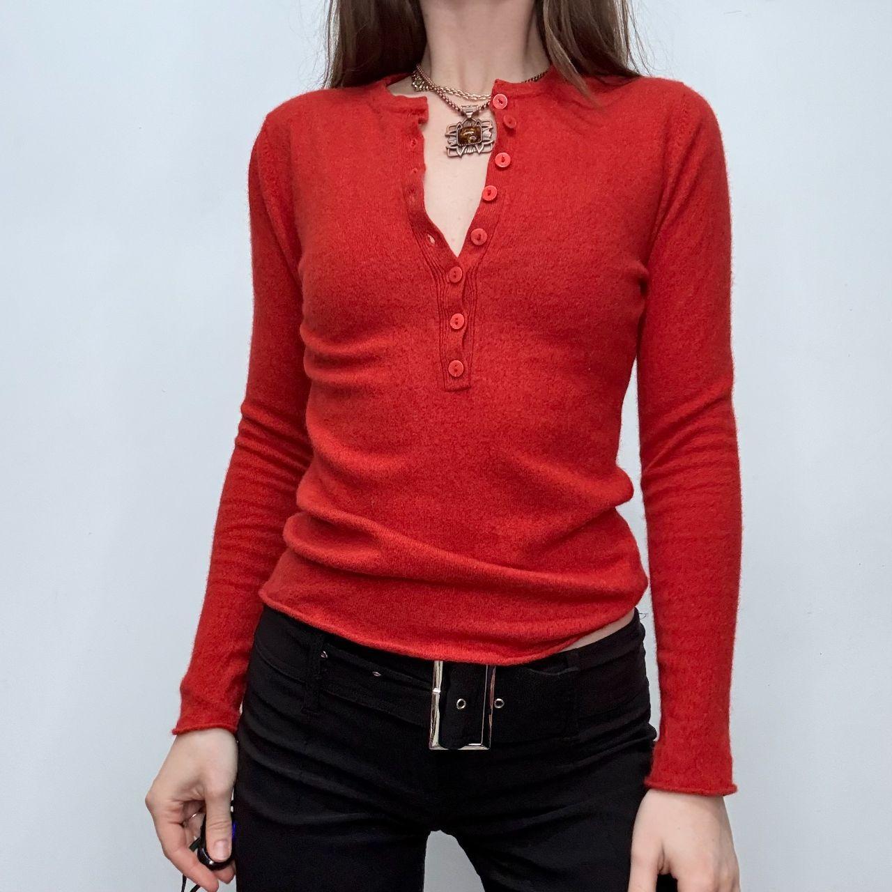 Orange knitted cashmere polo jumper