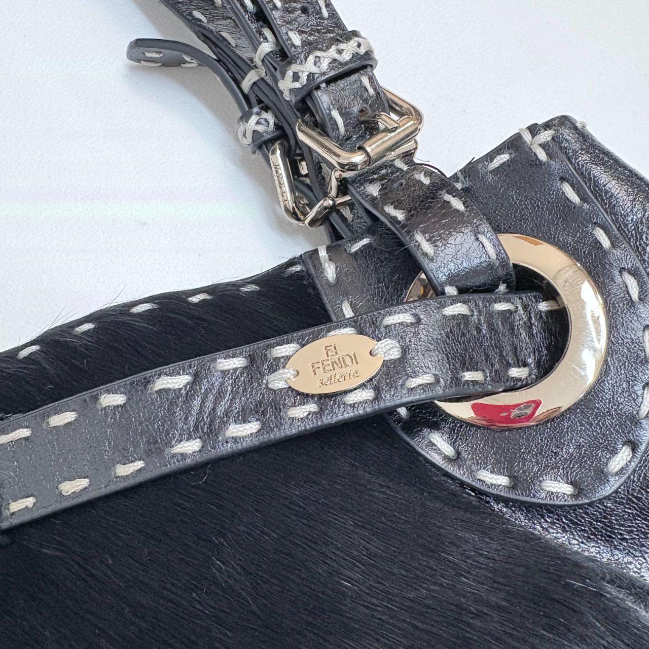 Black ponyhair Fendi eyelet bag