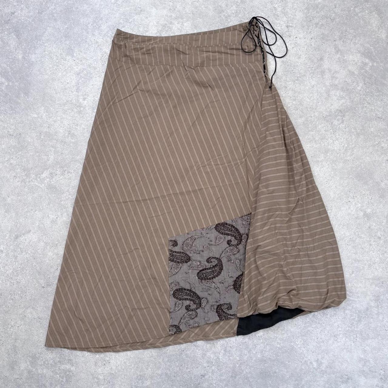 Brown pinstripe asymmetric corset skirt