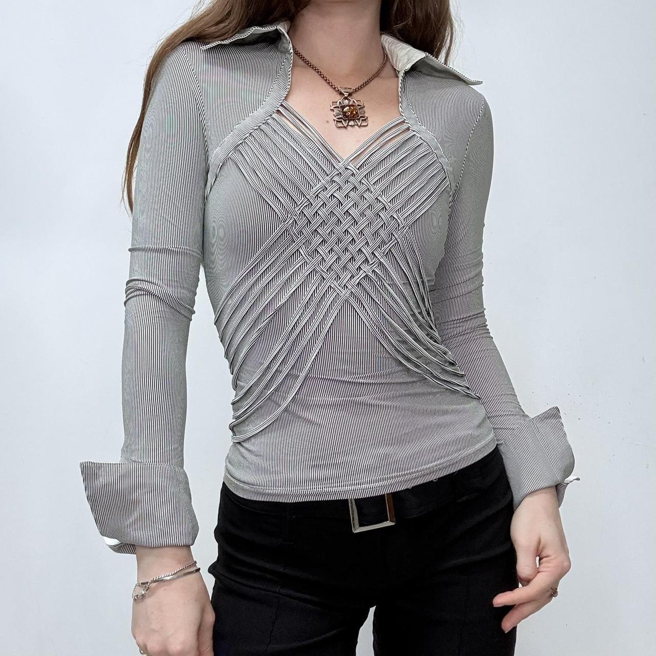 Pinstriped flared officecore shirt