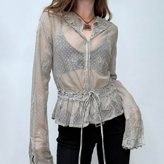 Sheer lace flared shirt