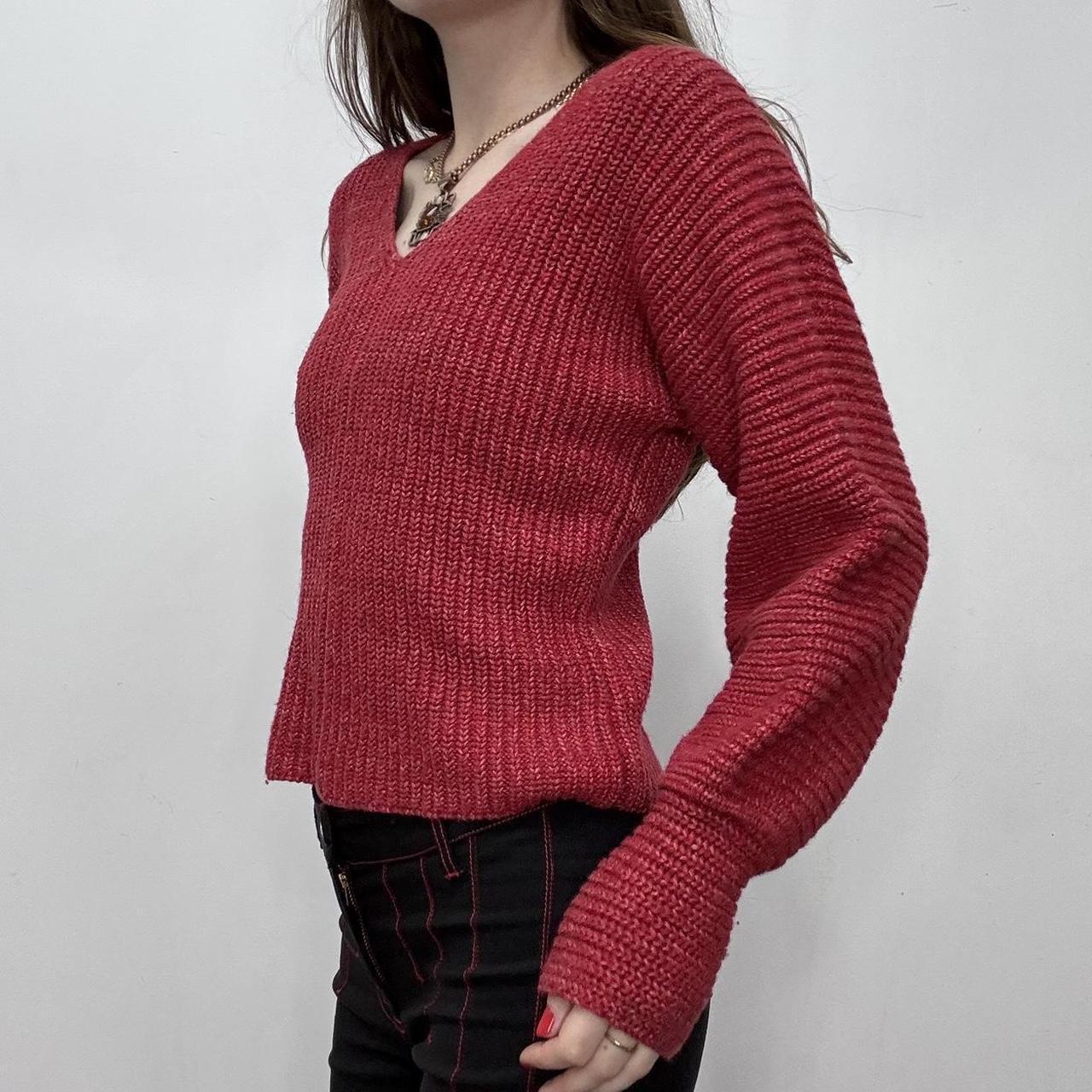 Red chunky knit batwing slouchy jumper