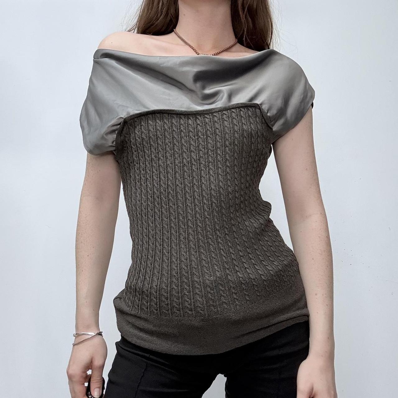 Draped off the shoulder vest