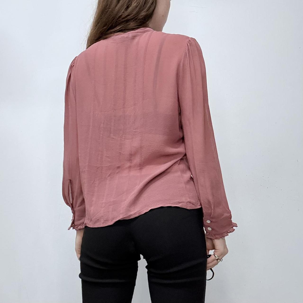 Pink floaty ruffle silk shirt