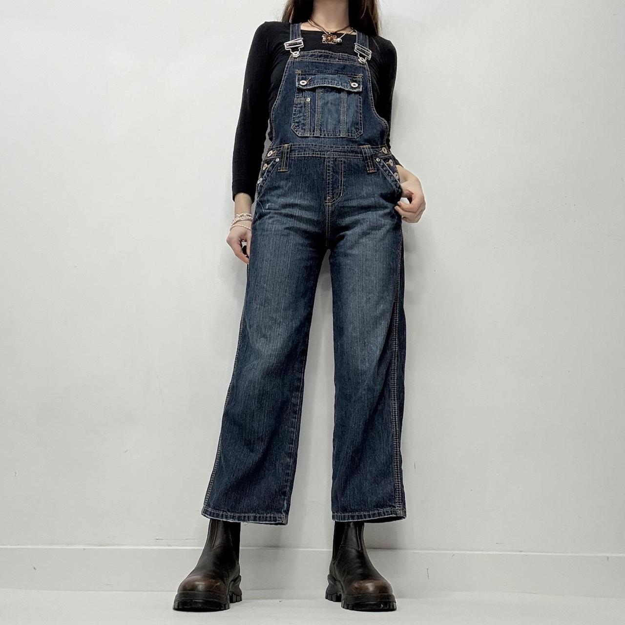 Denim wide leg dugarees