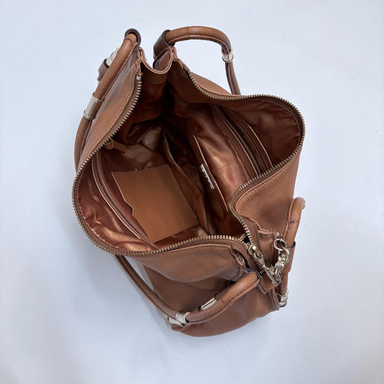 Tan leather slouchy chain bag