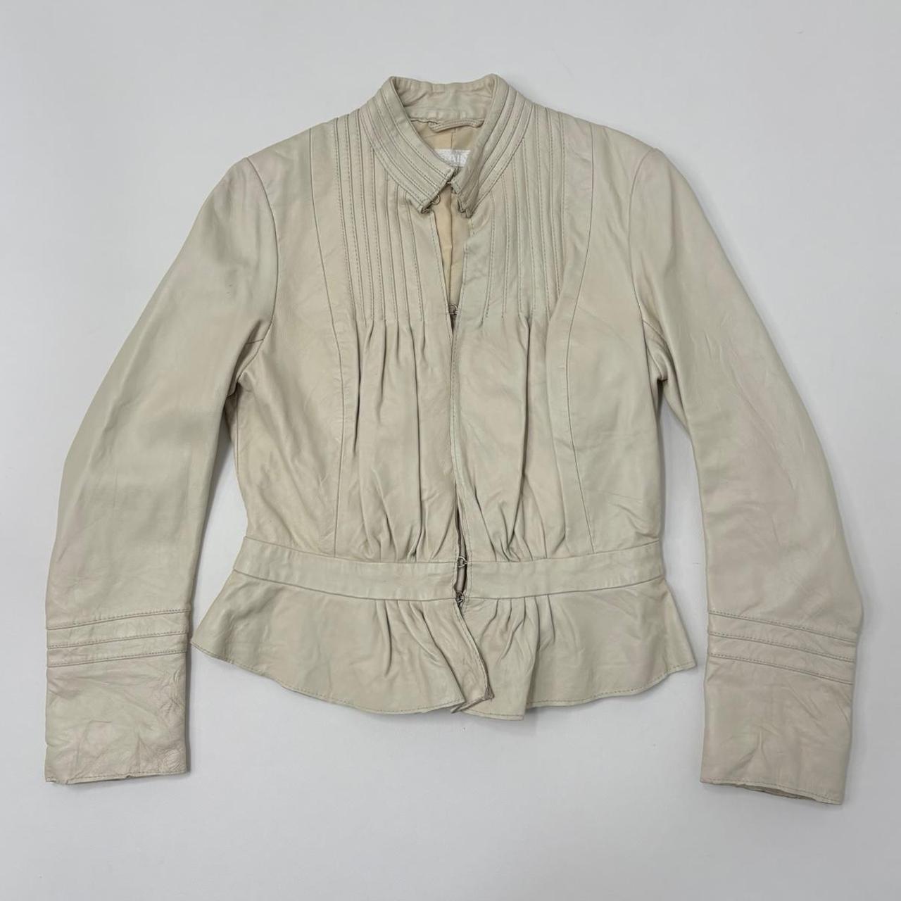 Cream pleated gathered jacket
