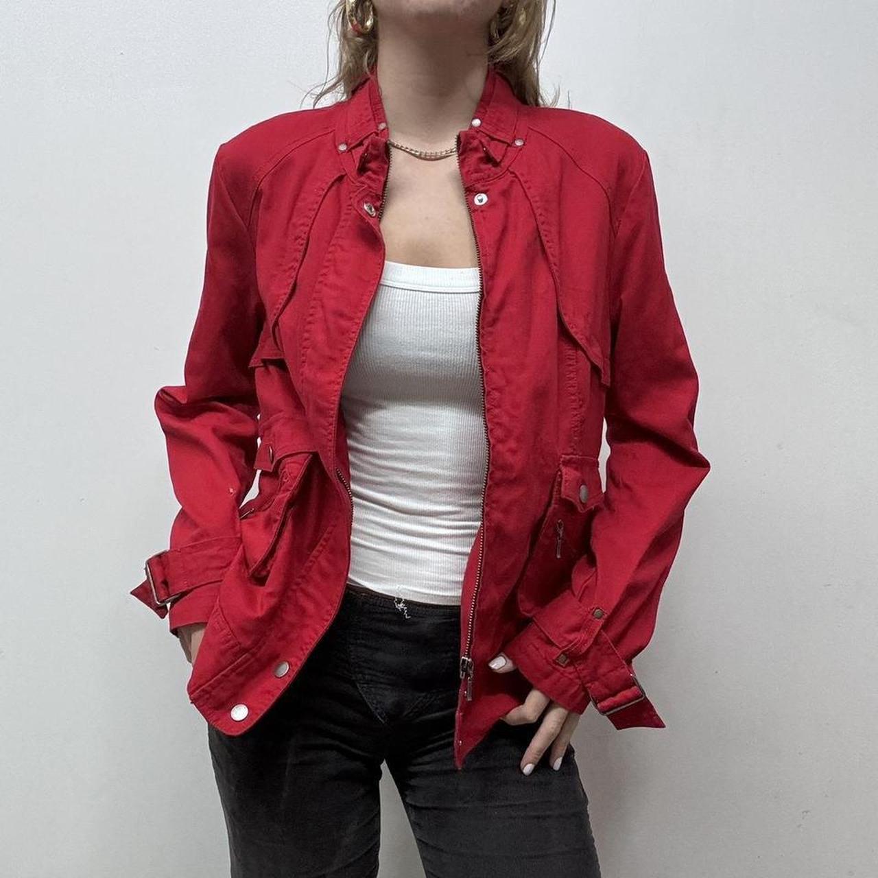 Y2K fitted red biker jacket