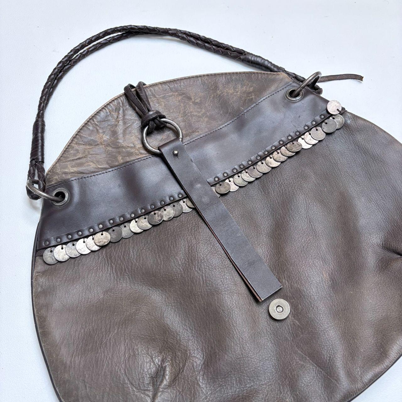 Brown leather boho coin bag