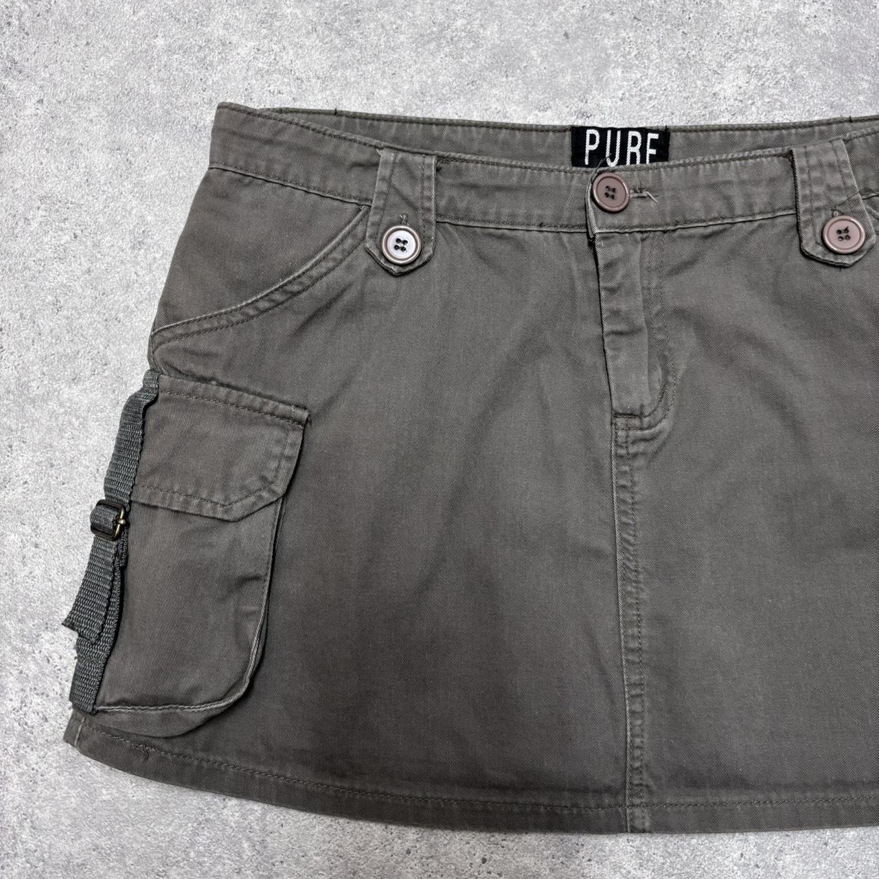 Khaki cargo utility mini skirt