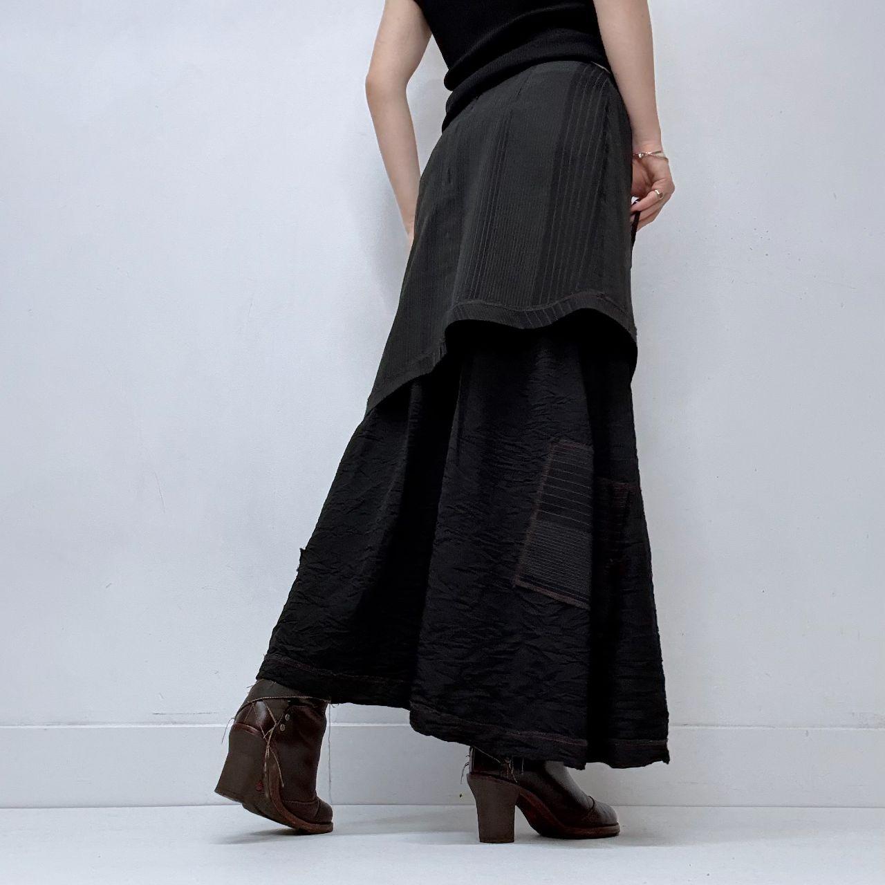 Asymmetric layered grunge pinstripe skirt