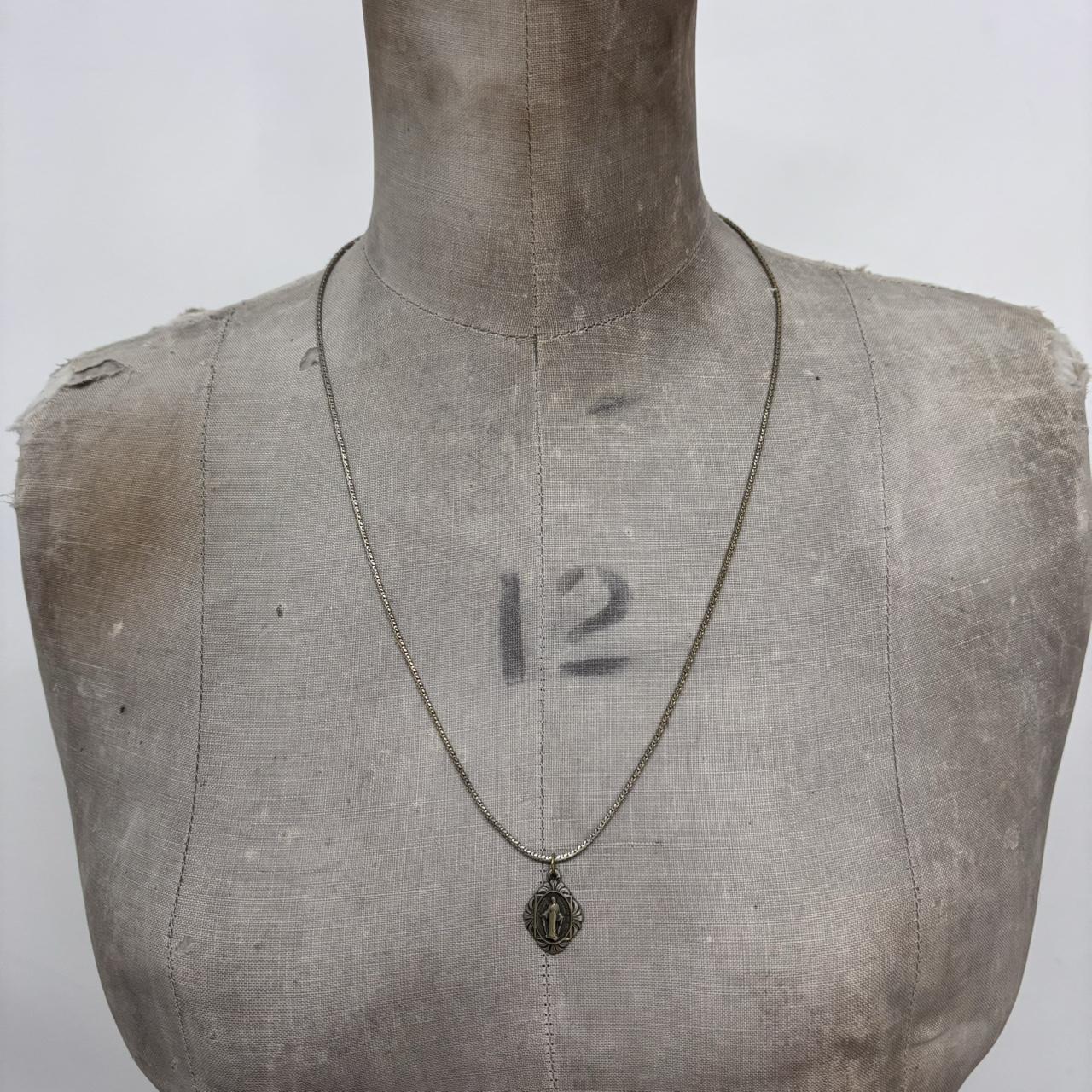 Long silver chain religous necklace