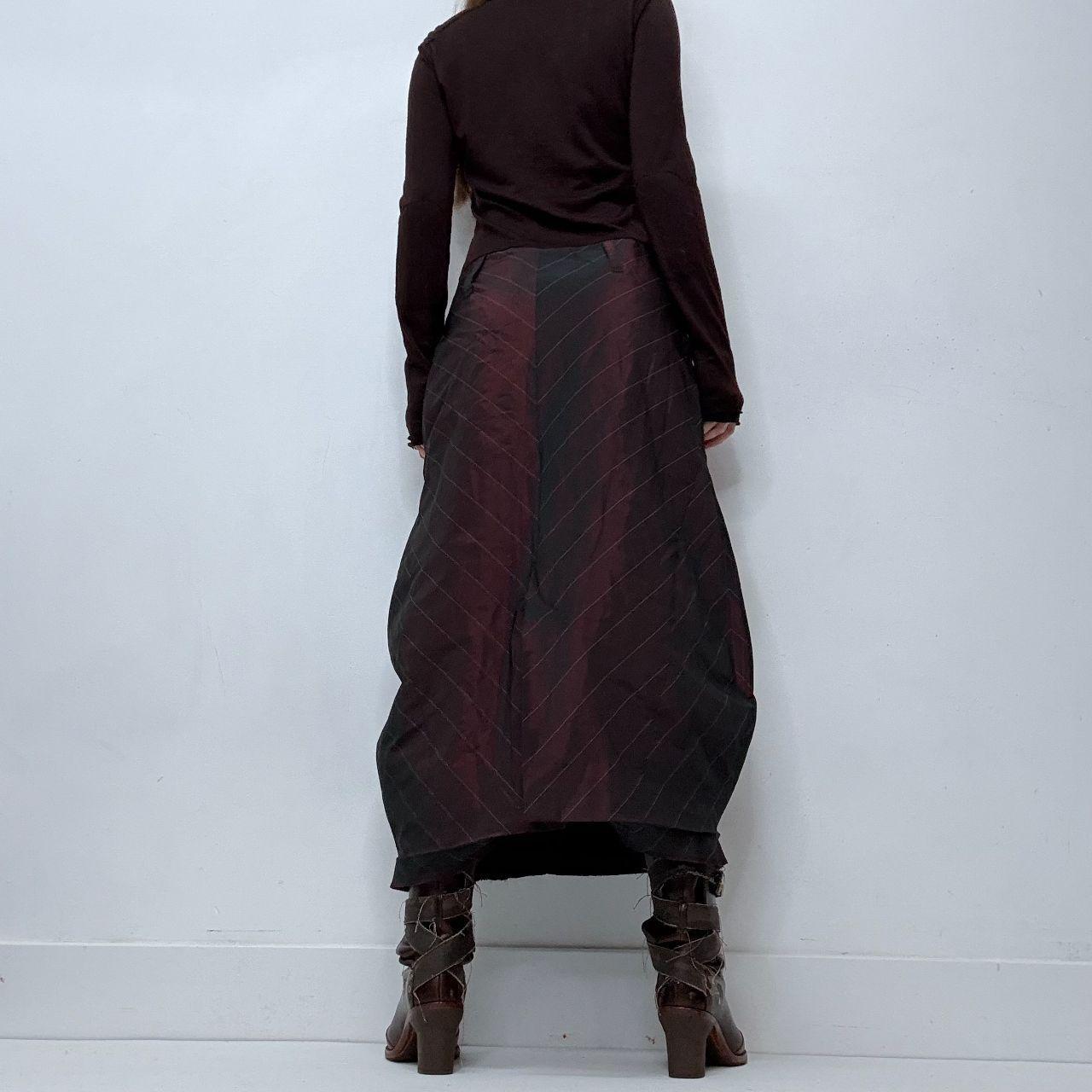 Burgandy pinstripe flared maxi dress