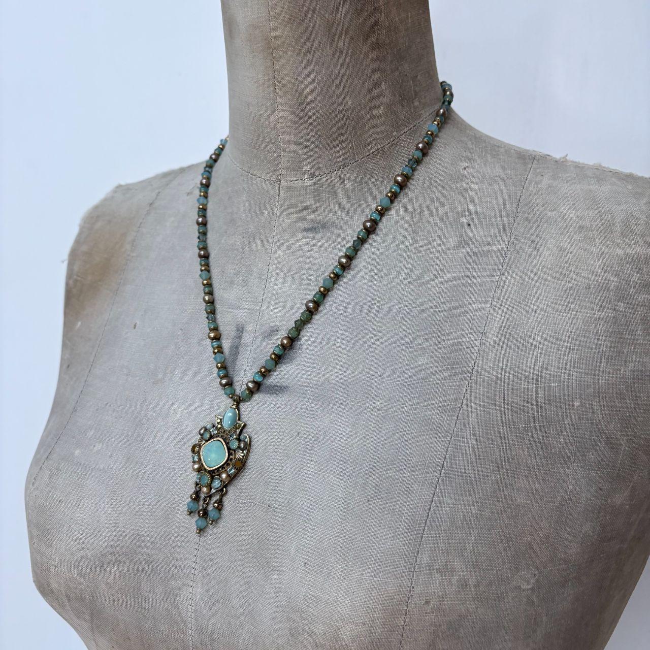 Beaded boho stone necklace
