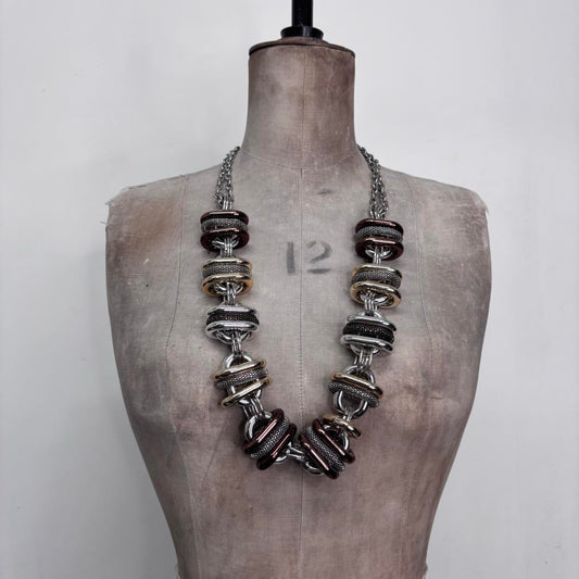 Mixed metal chunky oversized grunge necklace