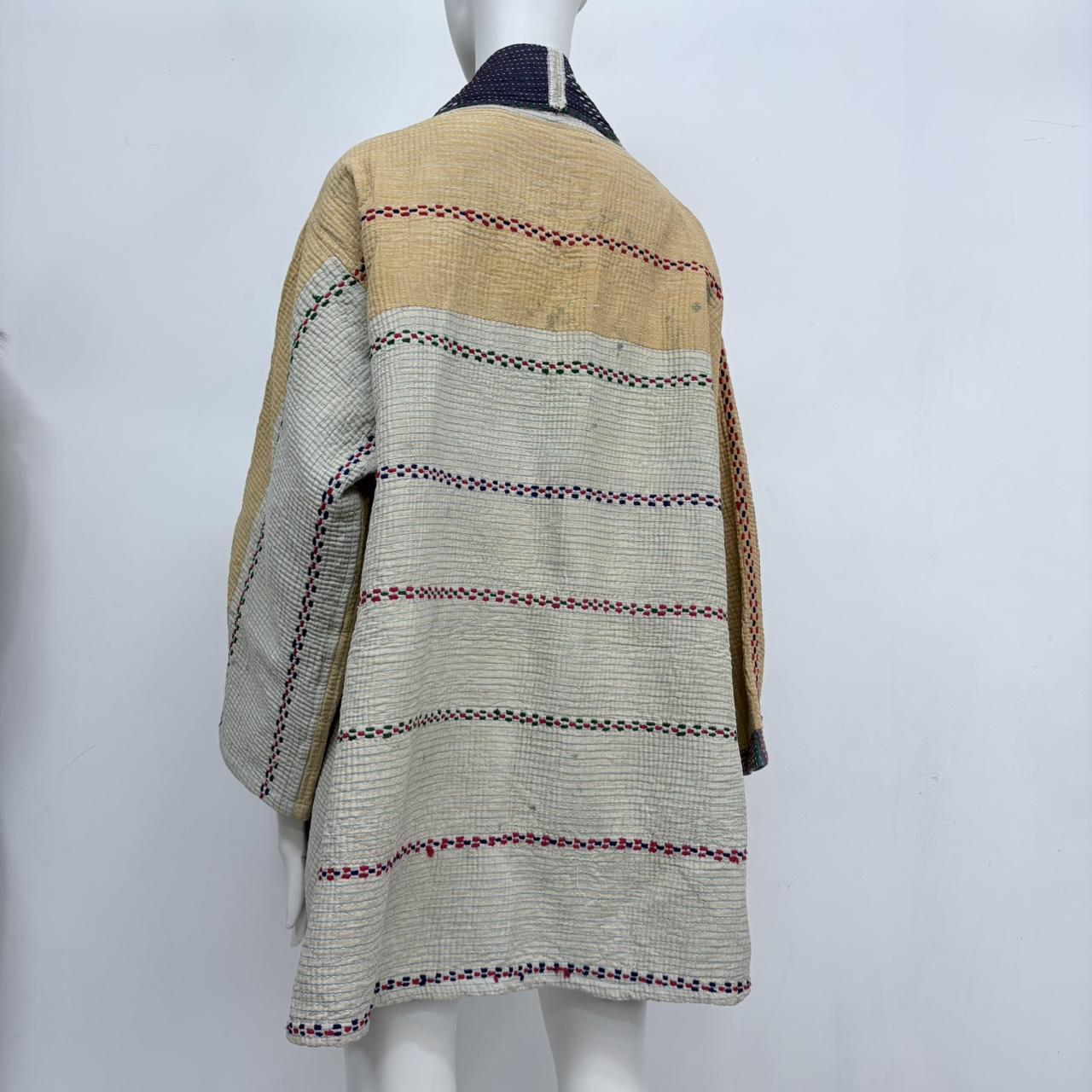 Oversized slouchy kantha patchwork jacket