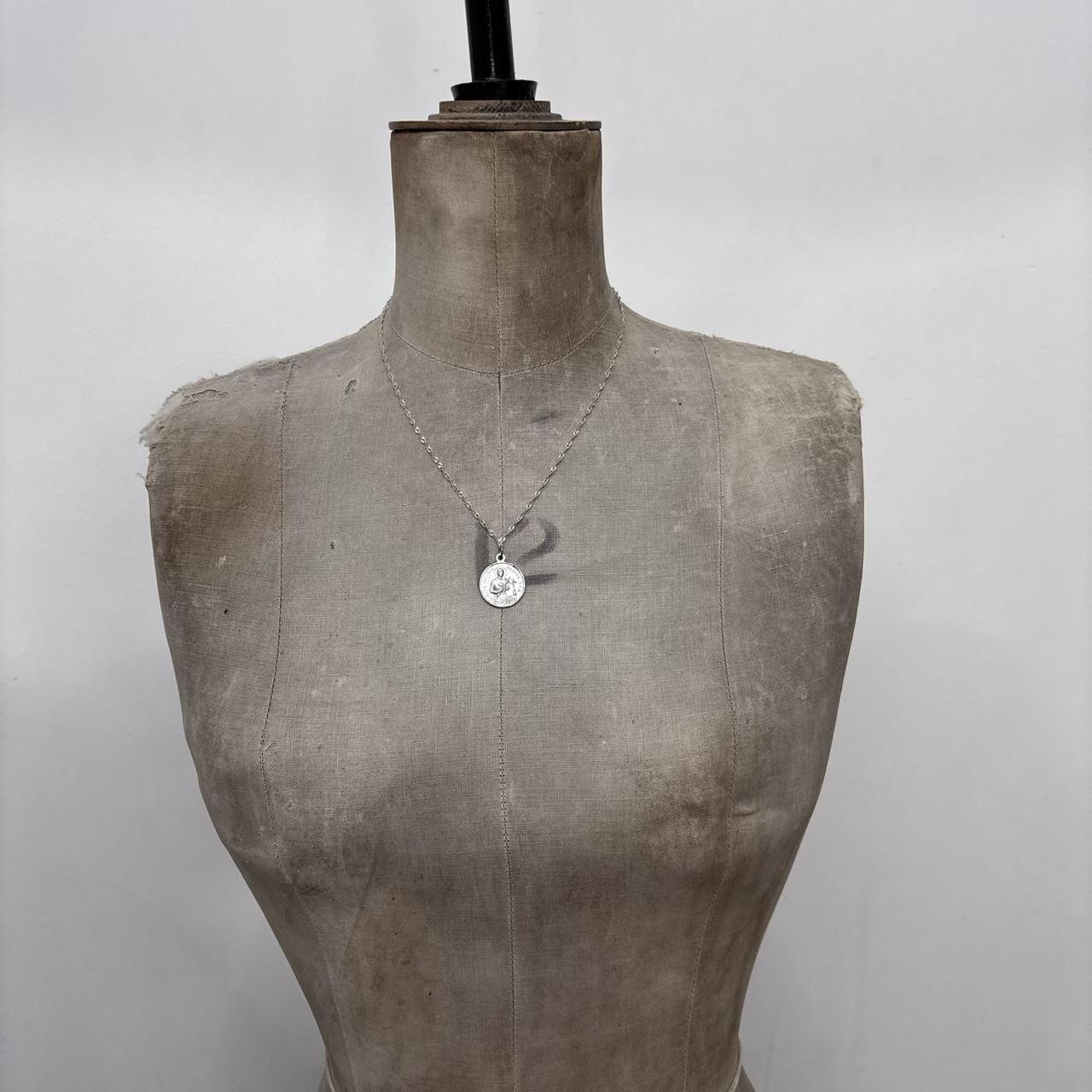 Silver chain coin necklace