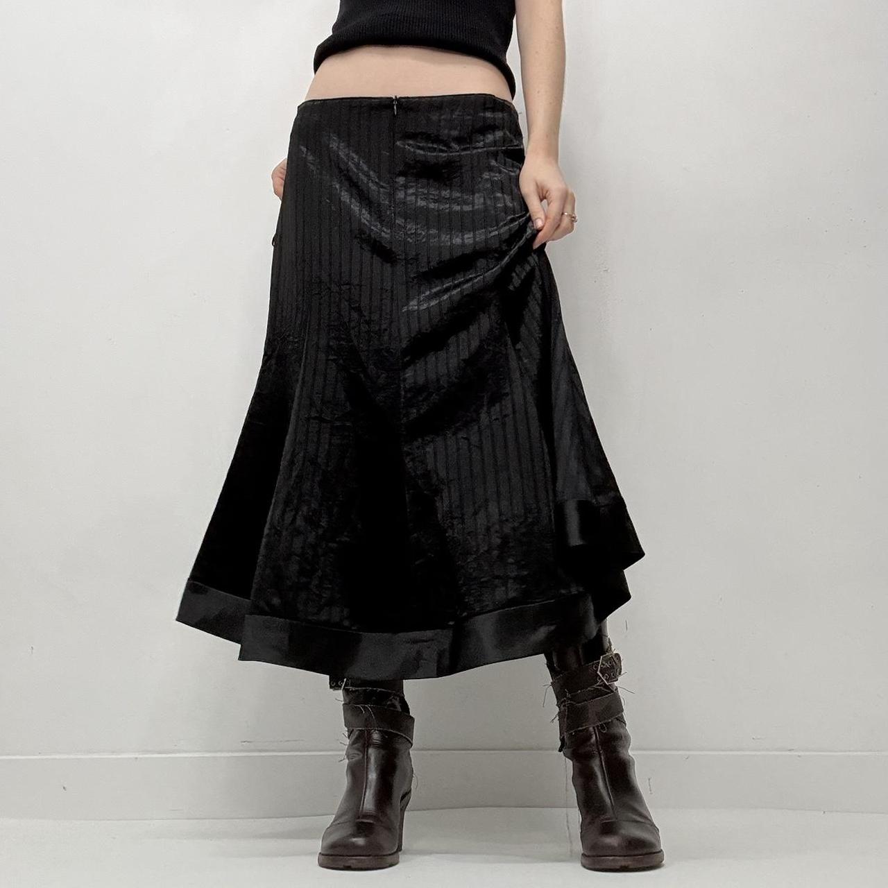 Black satin pinstripe skirt