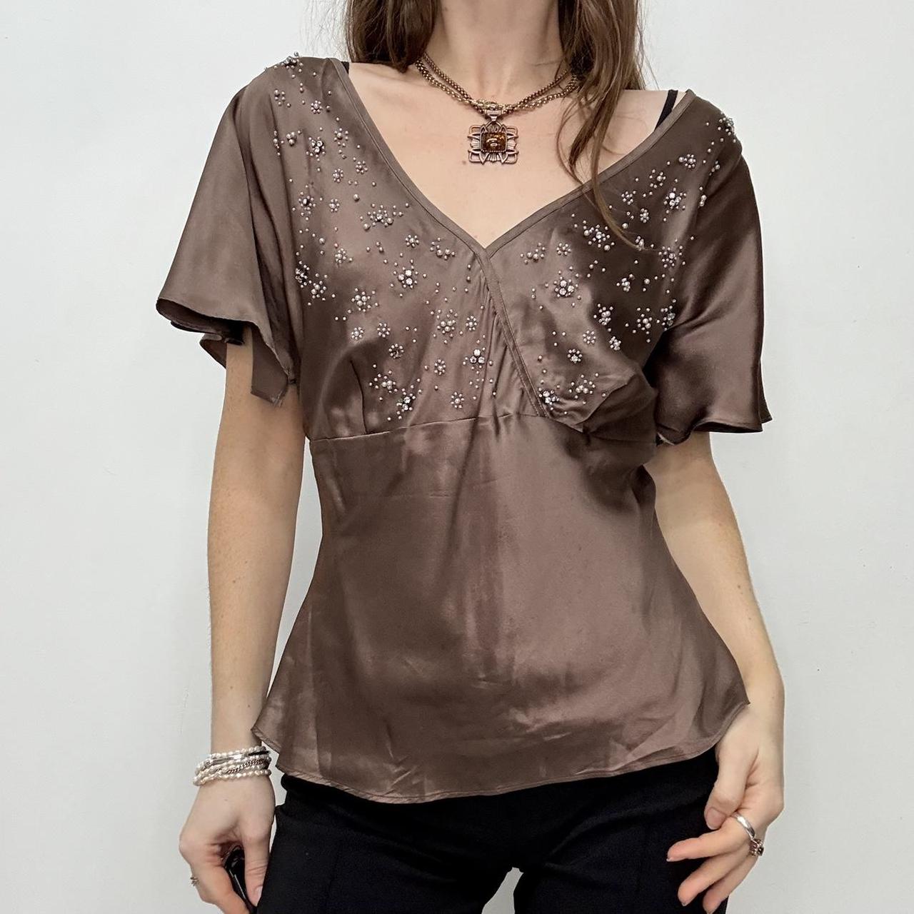 Brown satin flared floaty fairy top
