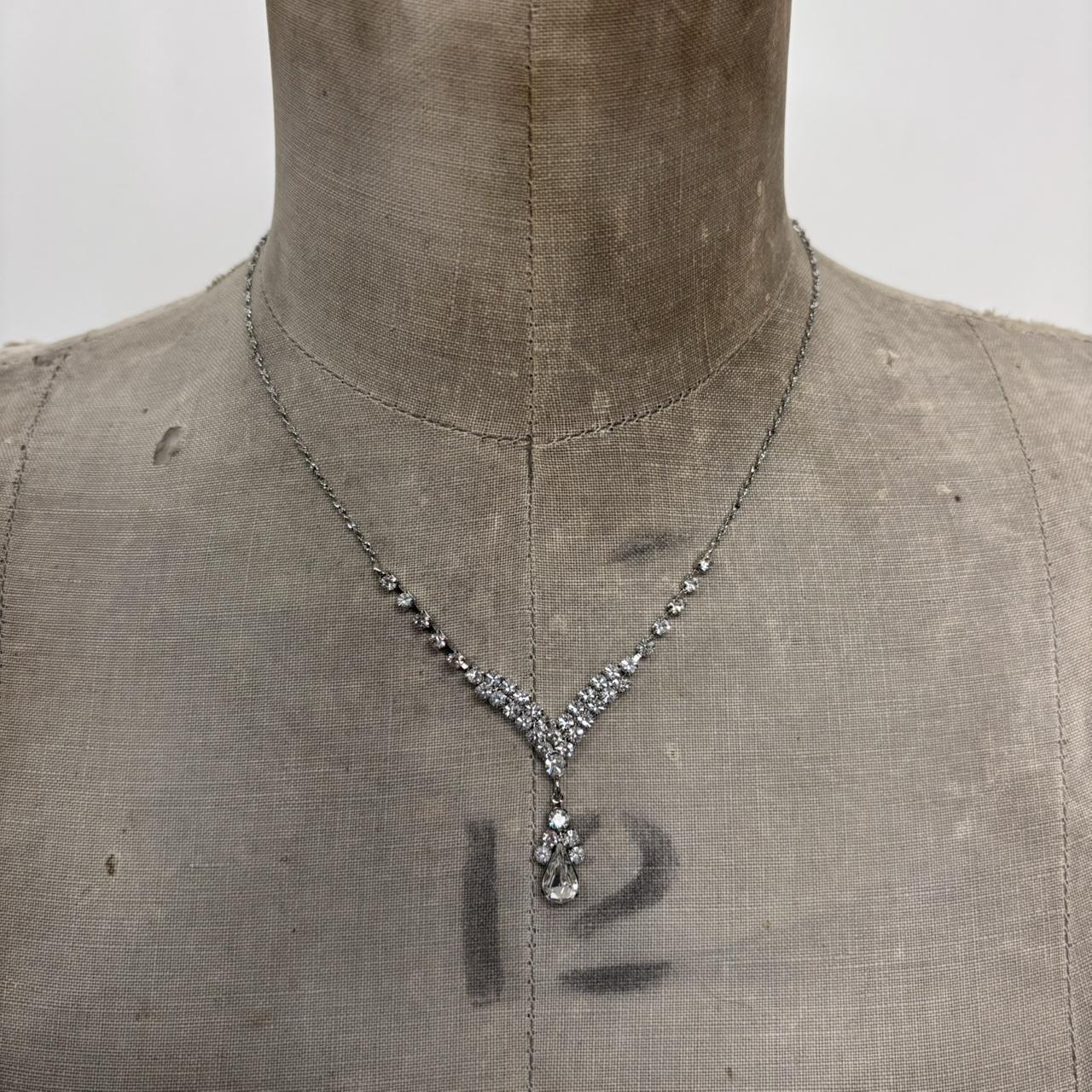 Silver diamond tennis necklace