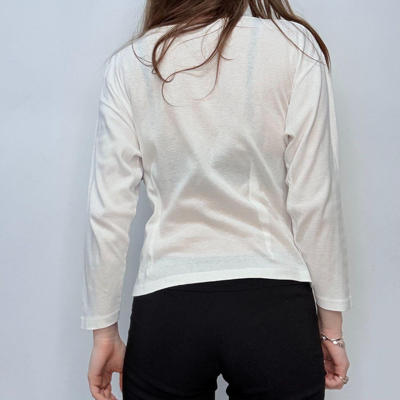 White cotton button-up detail t-shirt