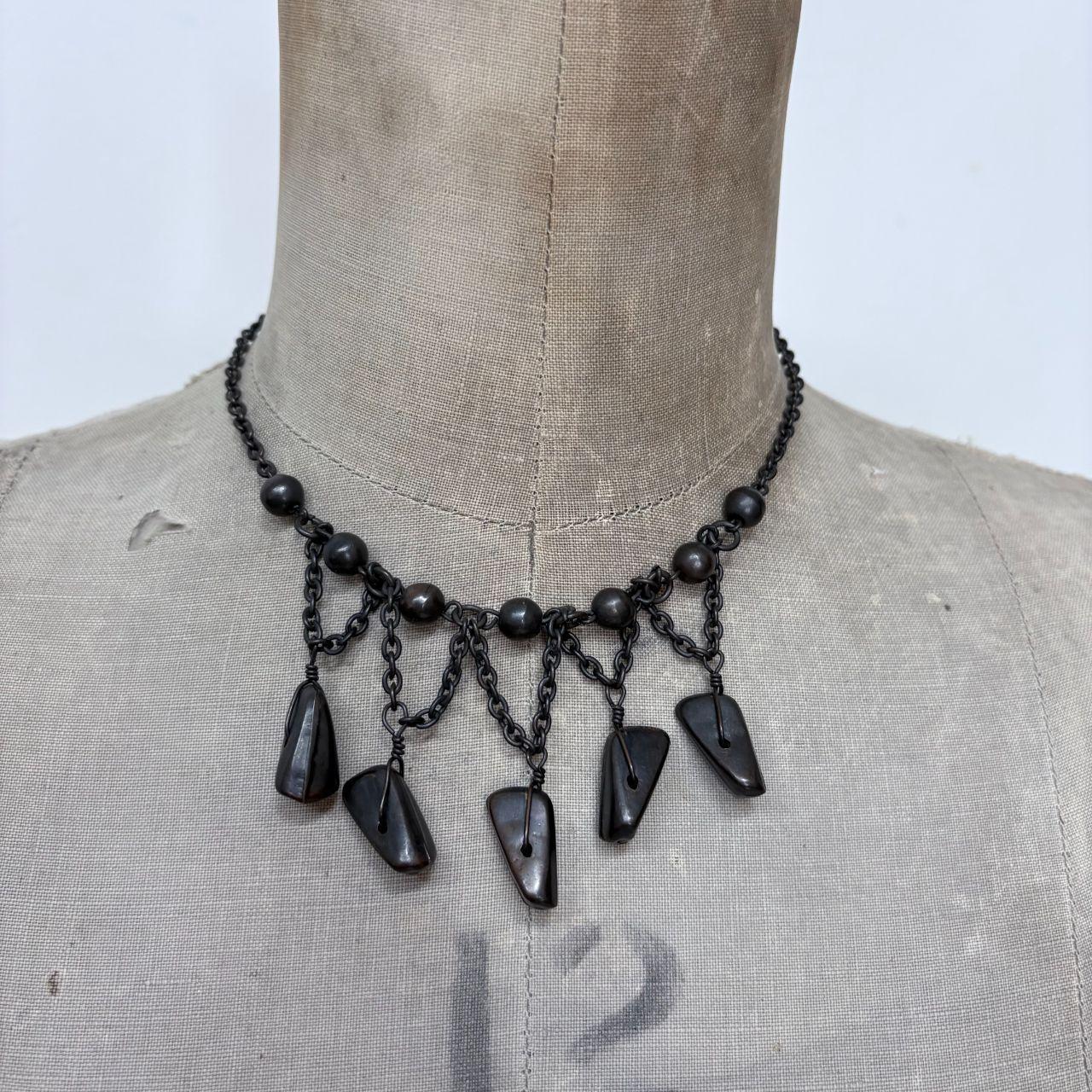 Black draped chain necklace