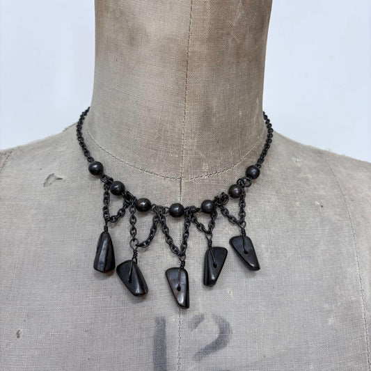 Black draped chain necklace