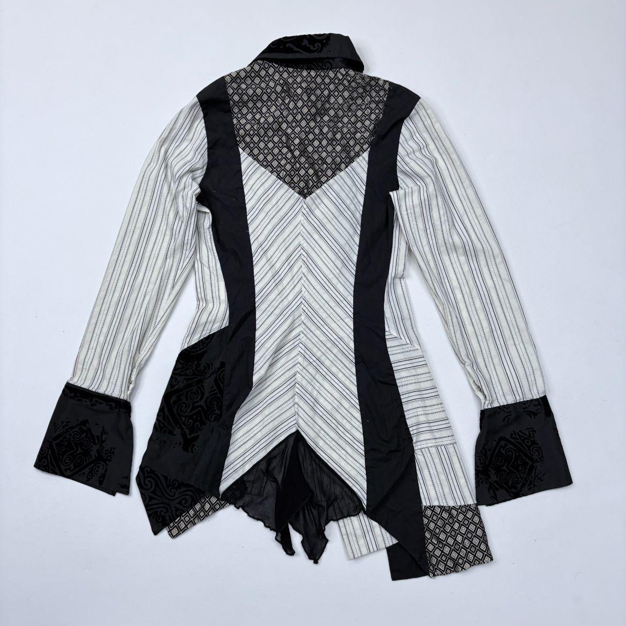 Pinstriped flared Save the Queen shirt