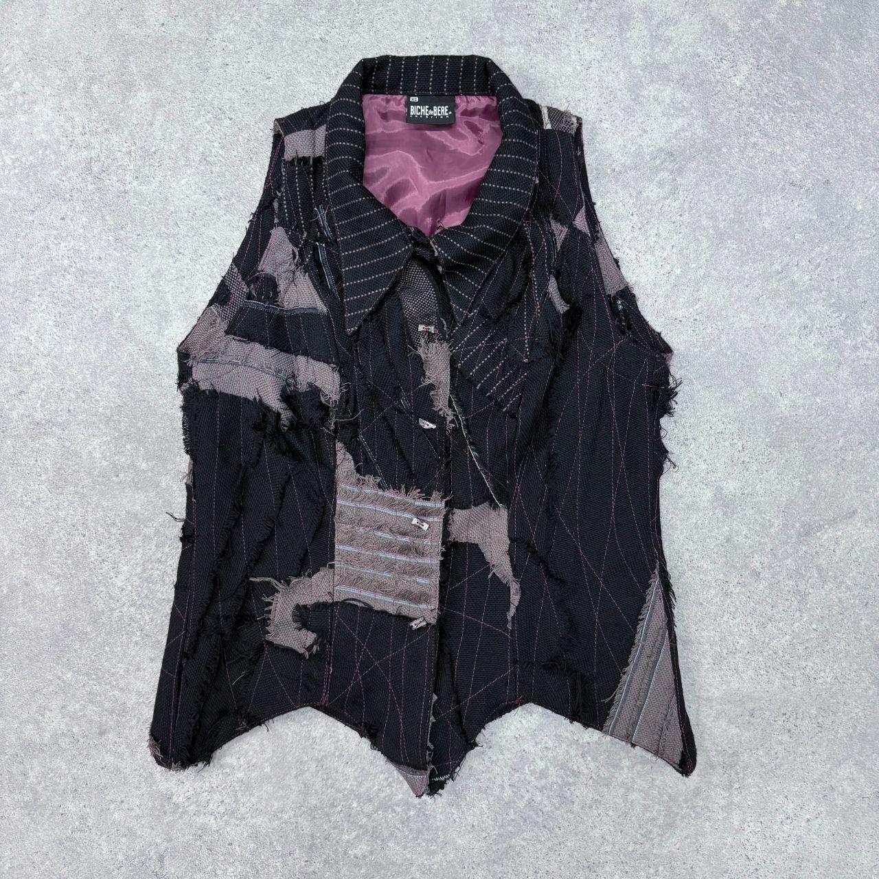 Pinstripe distressed patched waistcoat