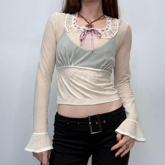 Sheer mesh lace lingerie shirt