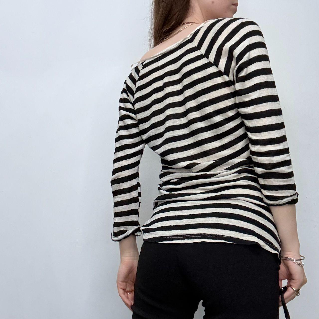 Striped slouchy wide neck t-shirt