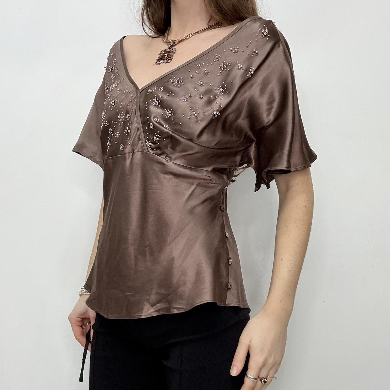 Brown satin flared floaty fairy top